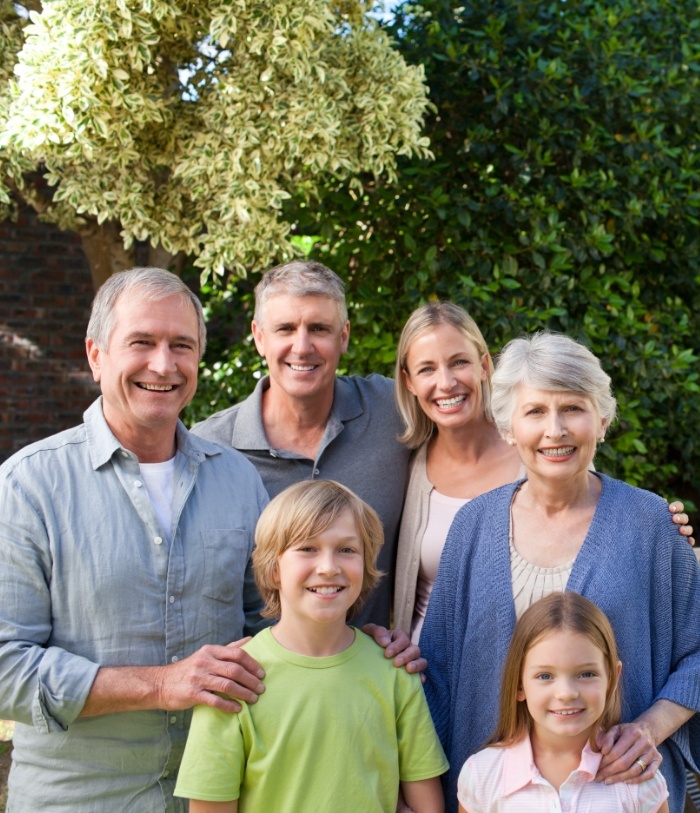 Three generations of family smiling